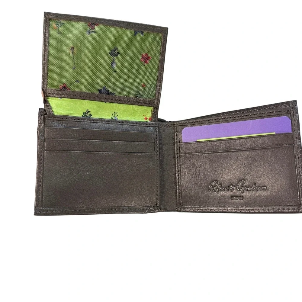 Robert Graham‎ Clubhouse RFID Leather Wallet + Golf Tees Gift Set Brown NIB